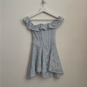 Kimchi Blue Pale Blue Lace Smocked Dress